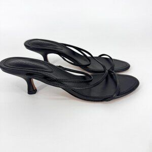 SCHUTZ Evenise Strappy Leather Kitten-Heel Sandals Black Size 8